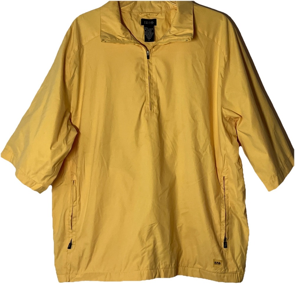 IZOD XFG Mens Yellow Short Sleeve Quarter Zip Golf Windbreaker Pullover Jacket M